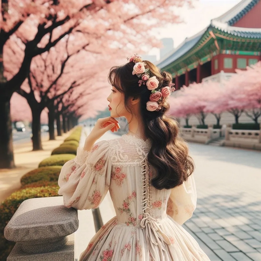 Gái xinh tóc dài che mặt và vẻ đẹp bí ẩn sau bó hoa