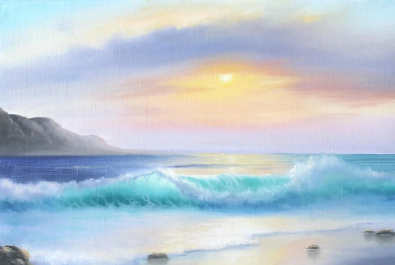 Đắm chìm trong màu sắc qua tranh sơn dầu phong cảnh biển