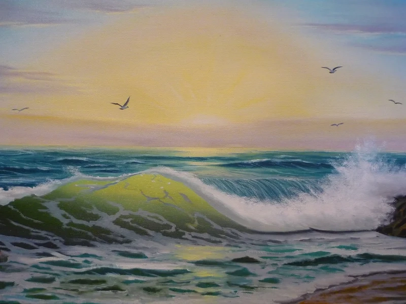 Học vẽ cùng vẽ tranh phong cảnh biển đơn giản mà đẹp