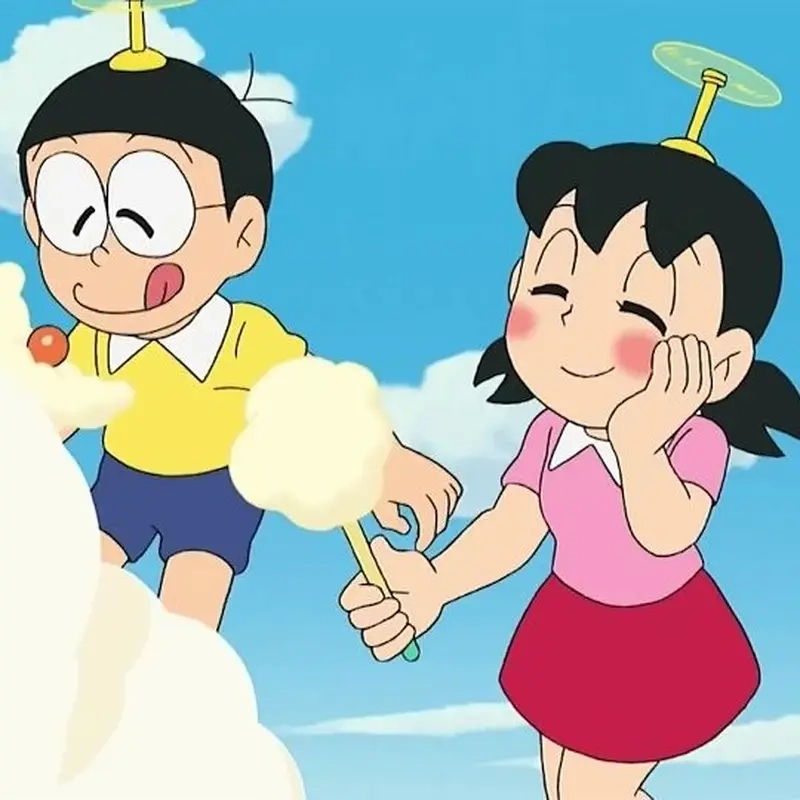 Trang trí màn hình với hình của nobita và shizuka