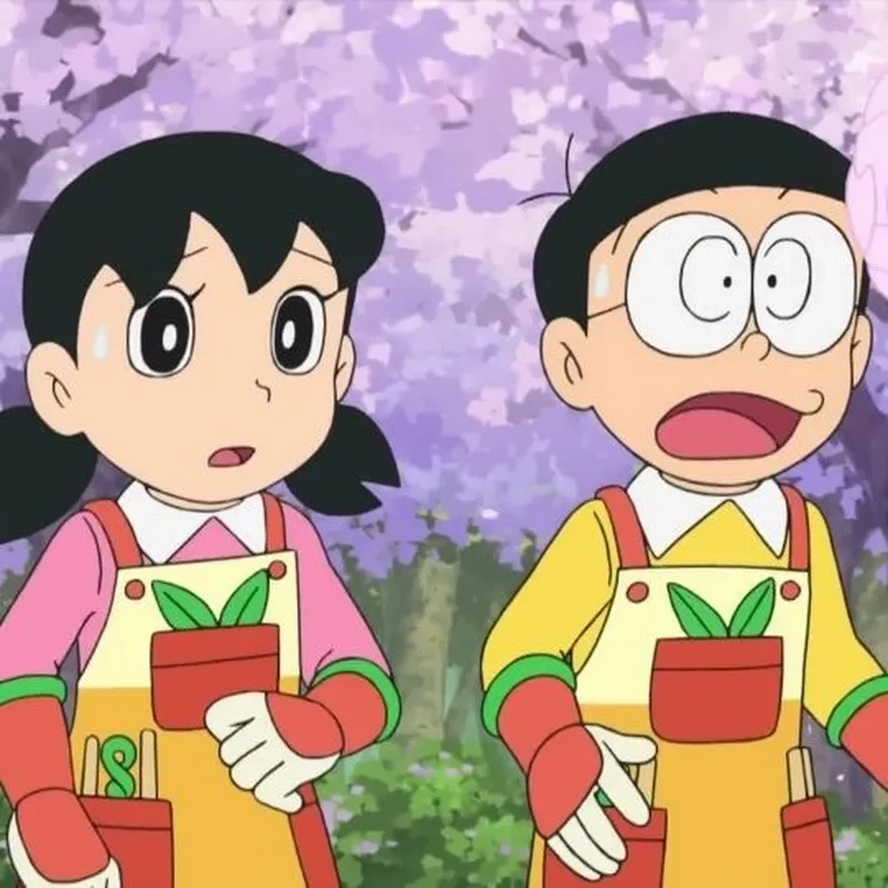 Màn hình sống động với hình nobita và shizuka cute