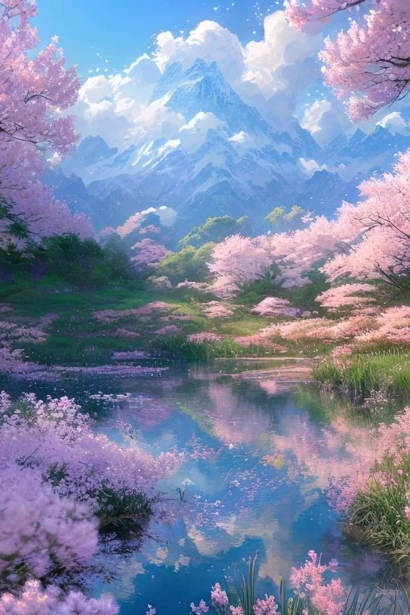 Thả mắt ngắm cảnh tuyệt đẹp với ảnh phong cảnh anime hoa anh đào