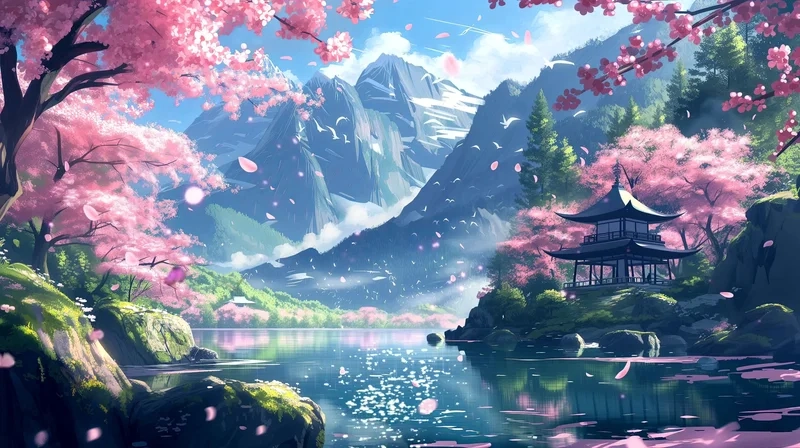 Khám phá nét đẹp tinh tế của phong cảnh anime hoa anh đào