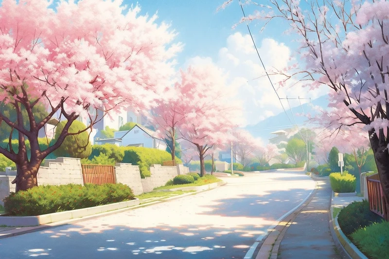 Hòa mình vào cảnh hoa anh đào anime đầy màu sắc