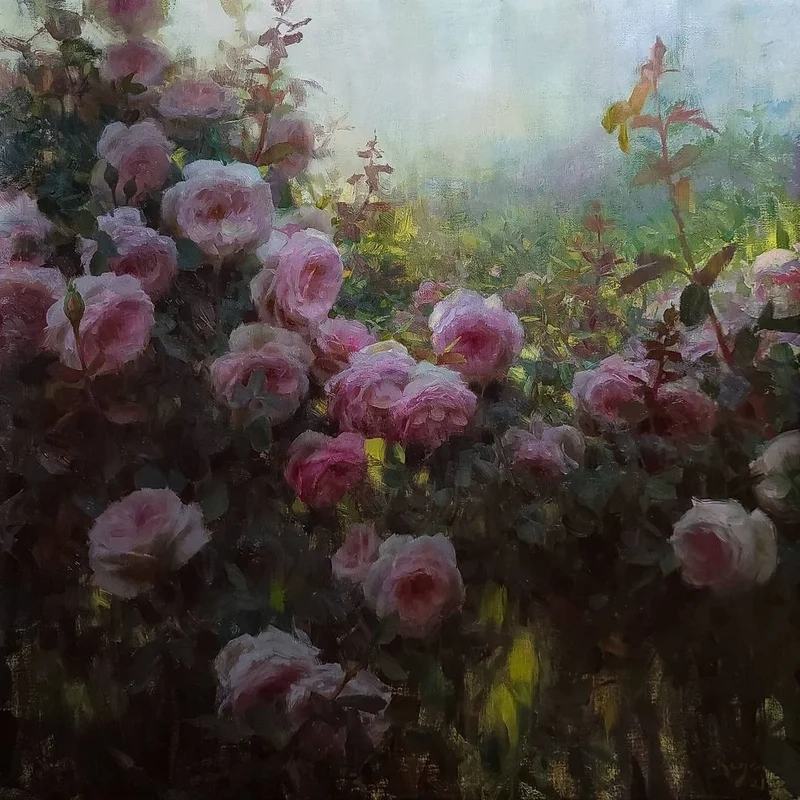 Trải nghiệm nghệ thuật qua tranh phong cảnh hoa hồng đẹp mắt