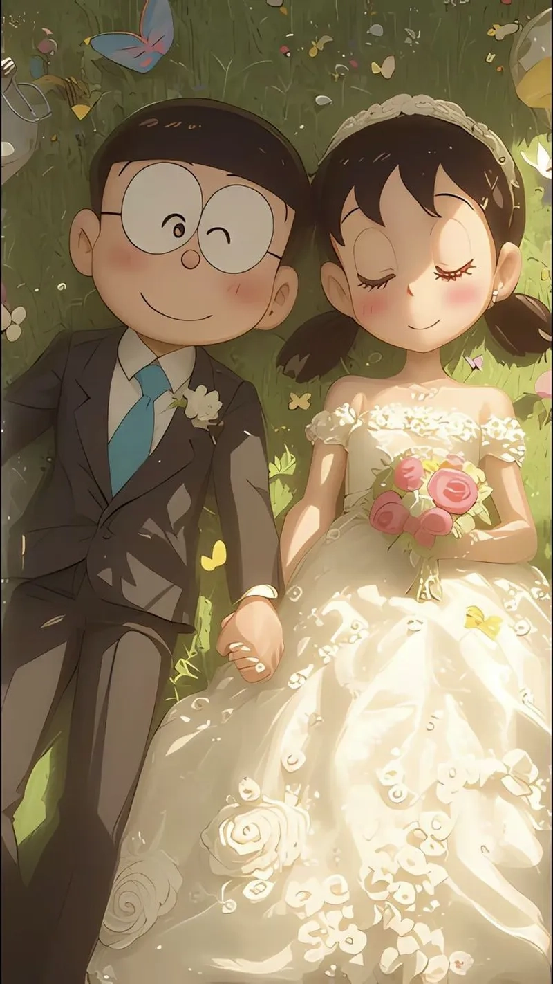 Sáng tạo màn hình với hình ảnh nobita và shizuka