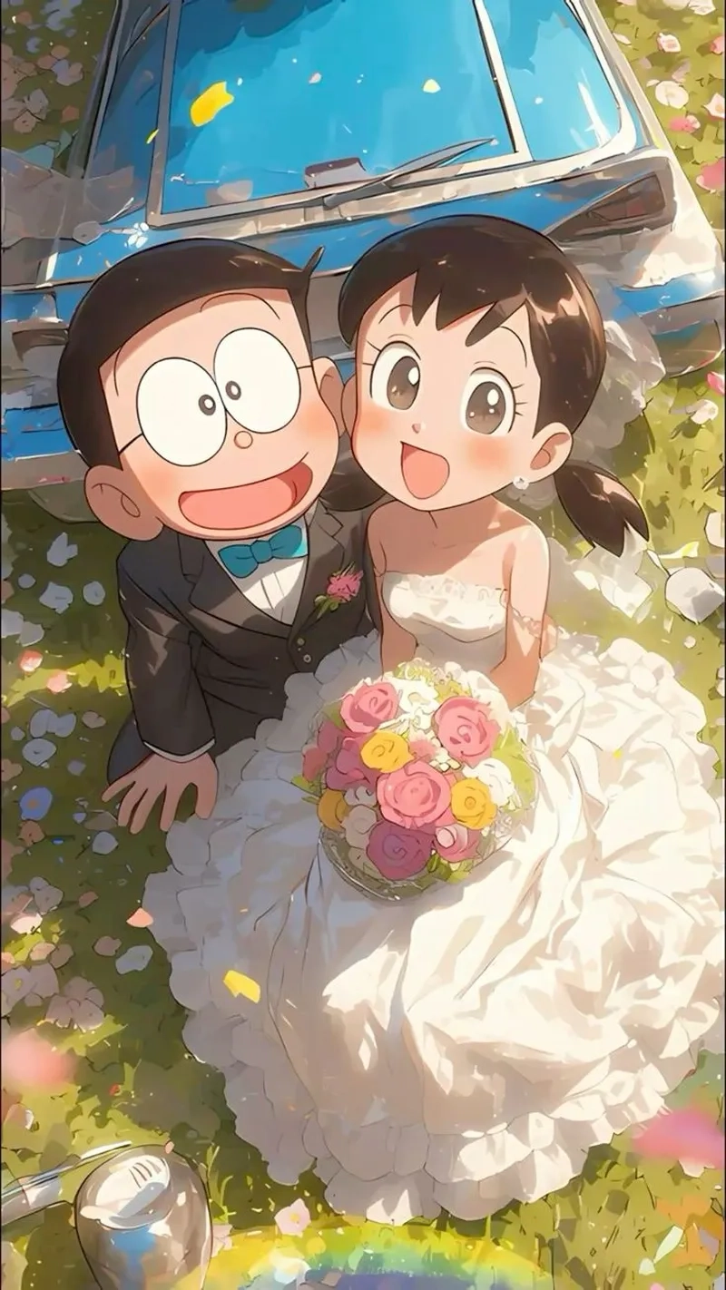 Biến điện thoại sinh động cùng hình ảnh nobita và shizuka cute