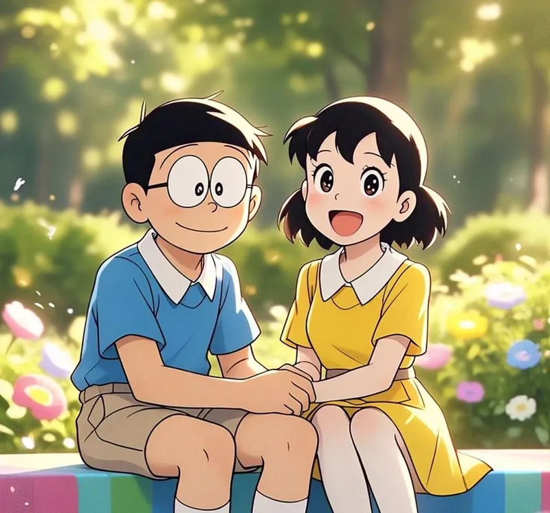 Phong cách nổi bật với hình ảnh nobita và shizuka ngầu