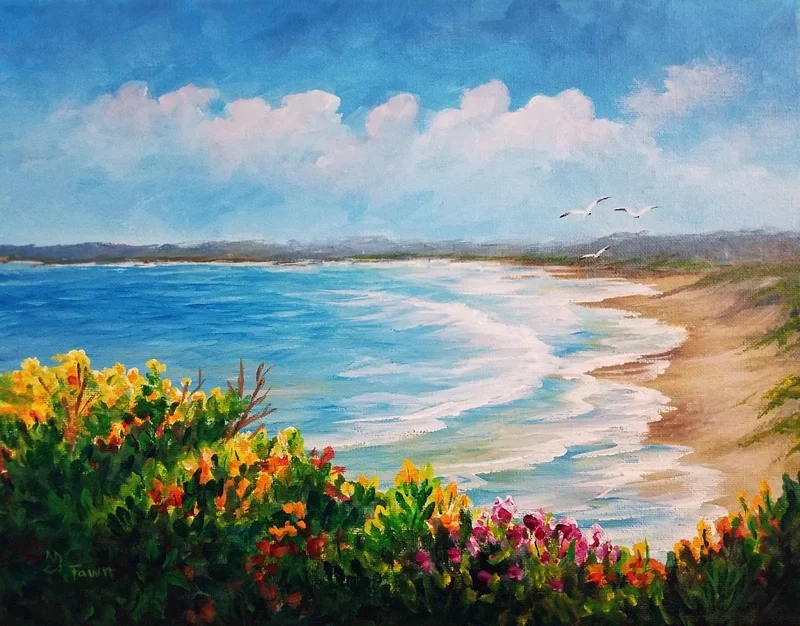 Tạo không gian mơ mộng với vẽ tranh phong cảnh bãi biển