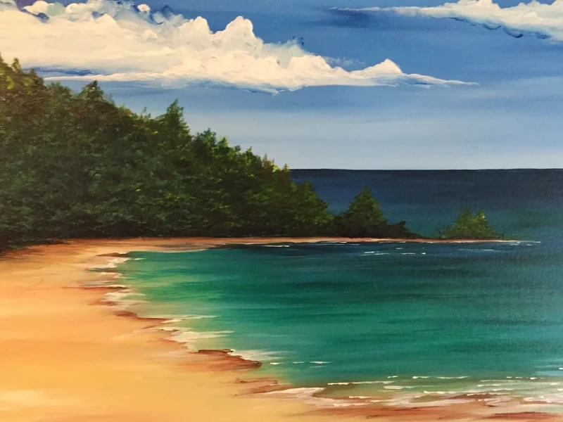 Ngắm cảnh tuyệt đẹp trong tranh vẽ bãi biển