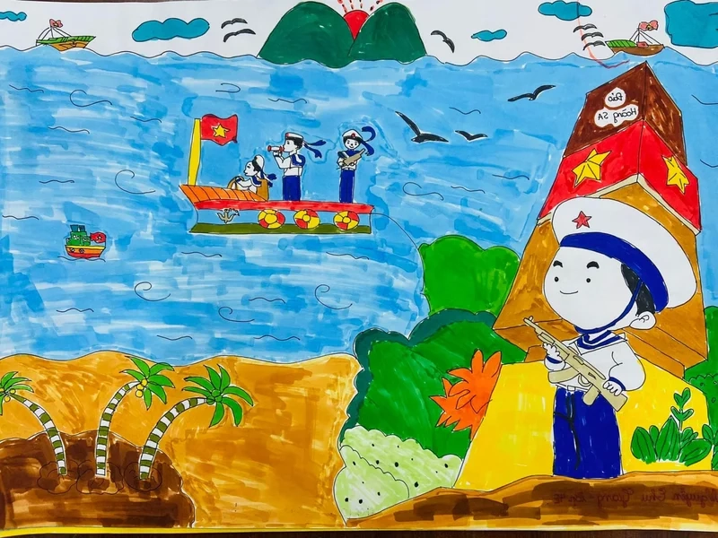 Tạo điểm nhấn với vẽ tranh phong cảnh biển đảo quê hương
