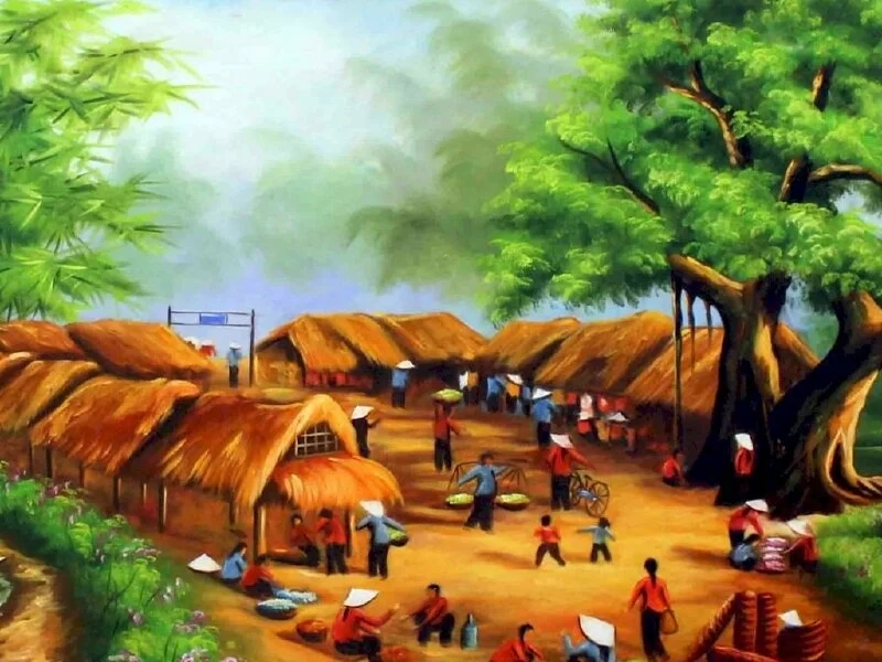 Học cách tỉ mỉ với vẽ tranh cảnh chợ quê đơn giản