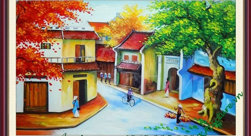 Cảm nhận mùa thu lãng mạn trong tranh phong cảnh mùa thu đẹp