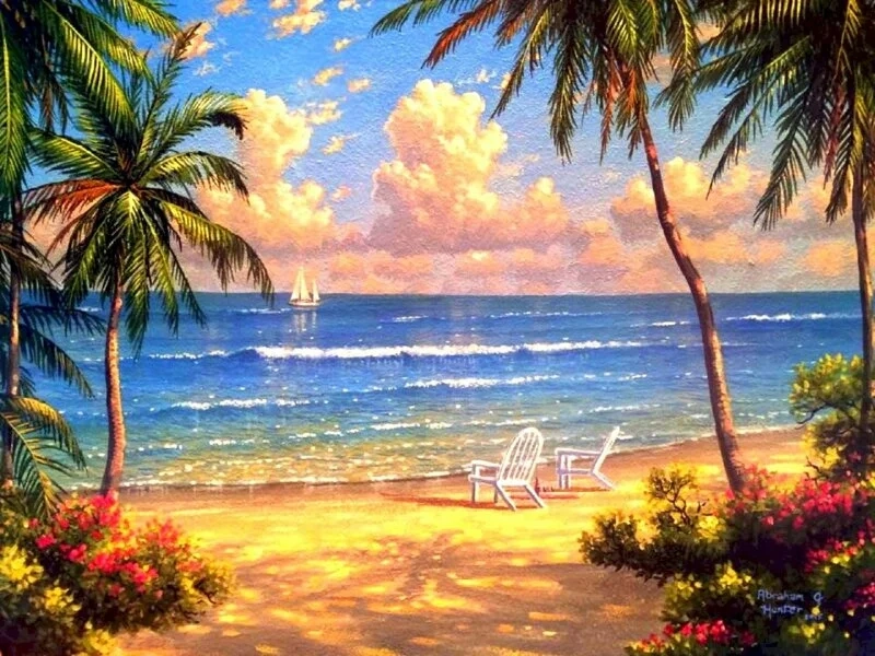 Tận hưởng biển cả bao la với tranh phong cảnh đẹp về biển