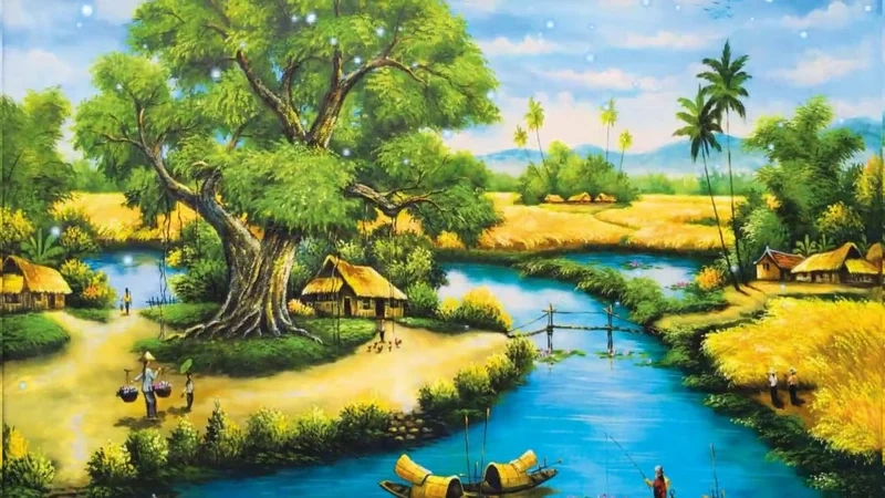 Tận hưởng cảm giác êm đềm qua tranh quê hương đơn giản