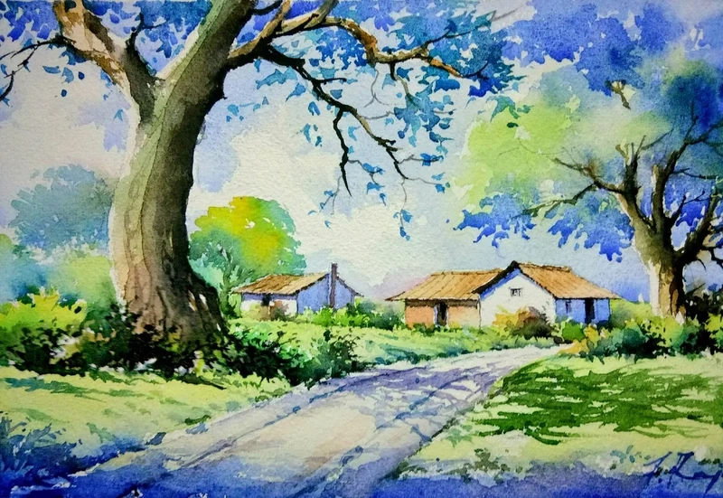 Trang trí màn hình sống động với tranh phong cảnh đơn giản