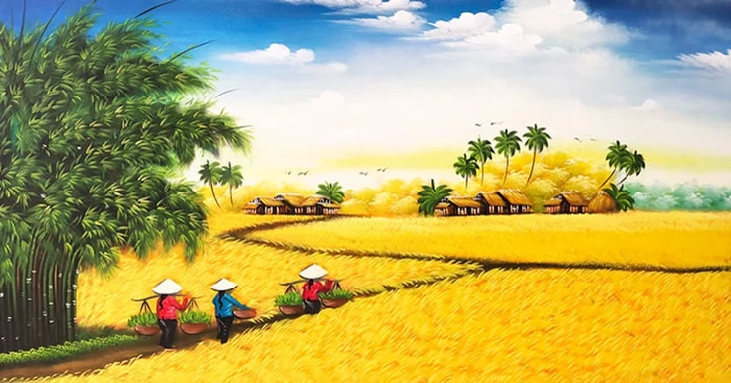 Chiêm ngưỡng mùa vàng tuyệt đẹp qua tranh đồng lúa chín