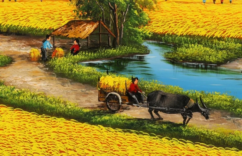 Thư giãn cùng thiên nhiên với vẽ tranh cảnh đồng lúa