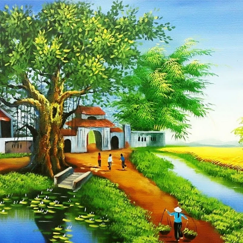 Trải nghiệm vẻ đẹp nông thôn qua tranh đồng lúa vàng