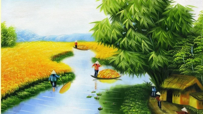 Tạo cảm hứng sáng tạo với tranh vẽ cảnh đồng quê đẹp