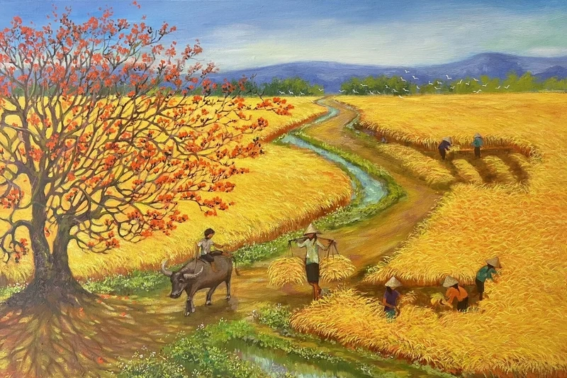 Thể hiện tài năng hội họa qua vẽ tranh phong cảnh đồng quê đẹp