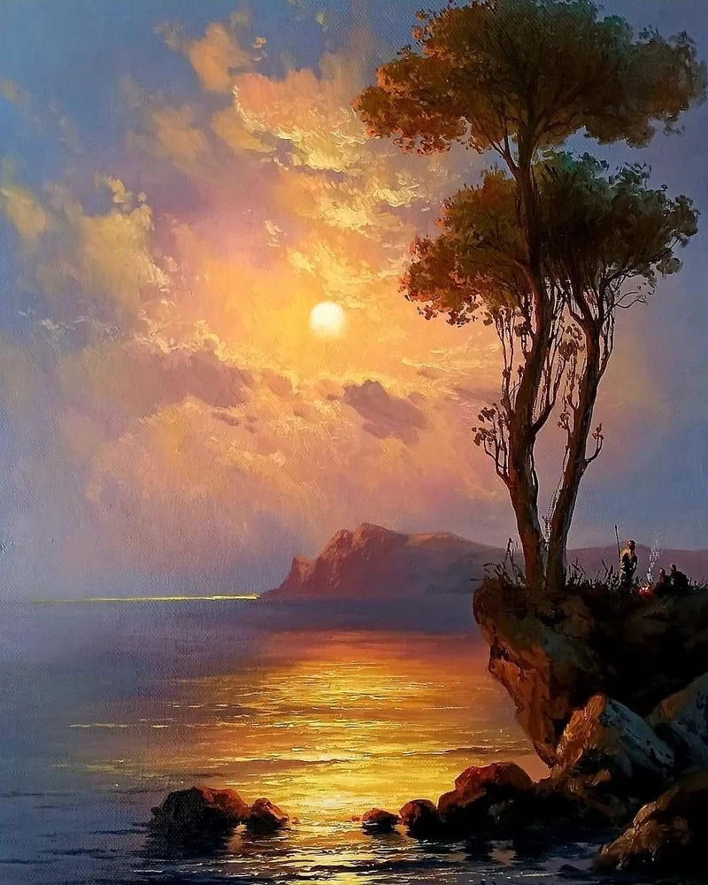 Thưởng ngoạn vẻ đẹp rực rỡ của tranh phong cảnh hoàng hôn đẹp