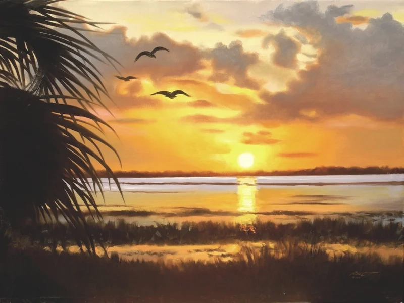 Nghệ thuật sống động nhờ tranh màu nước hoàng hôn