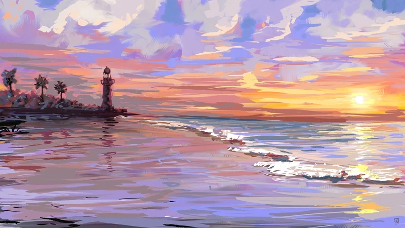 Tận hưởng khung cảnh biển lãng mạn với tranh phong cảnh biển hoàng hôn