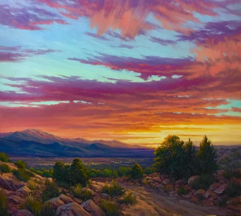 Nghệ thuật sơn dầu sống động trong tranh sơn dầu phong cảnh hoàng hôn