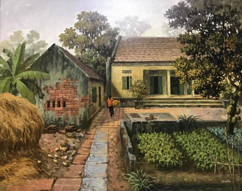 Tận hưởng màu sắc Bắc Bộ qua tranh làng quê bắc bộ