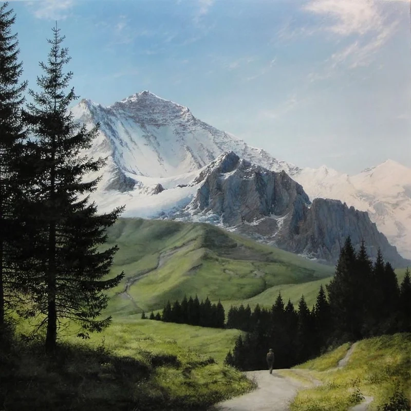 Khám phá vẻ uy nghiêm qua tranh phong cảnh núi non hùng vĩ