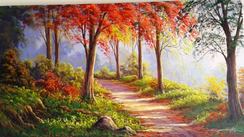 Tôn vinh màu sắc thiên nhiên qua tranh sơn dầu phong cảnh mùa thu