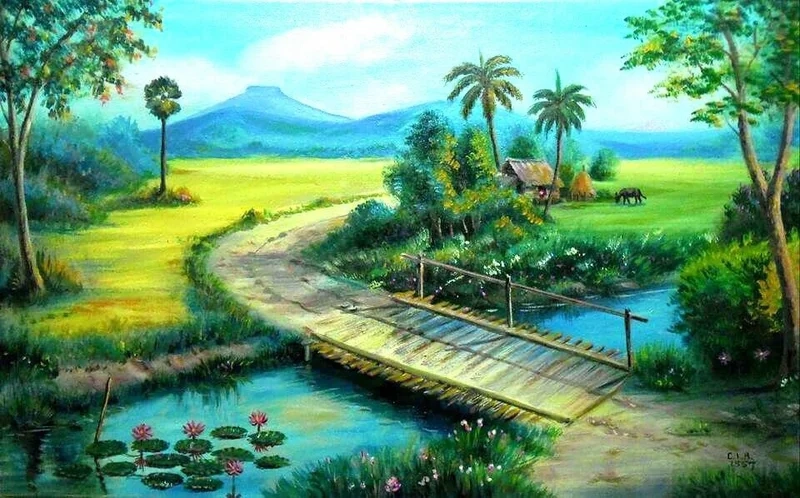 Ngắm vẻ hùng vĩ đất nước với tranh phong cảnh quê hương đất nước