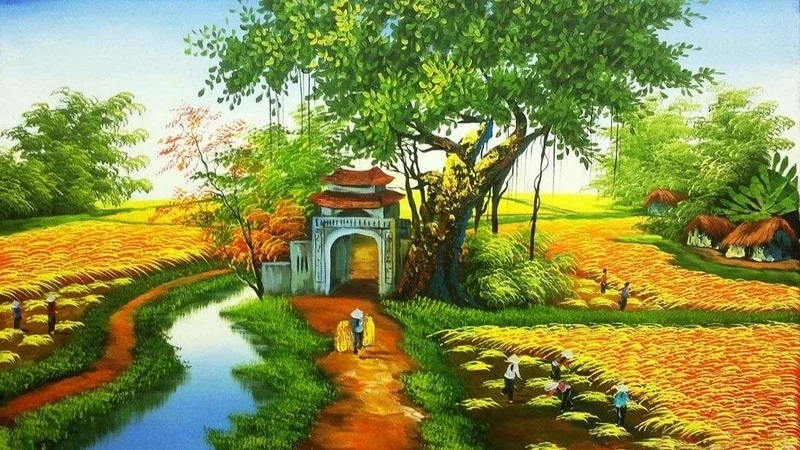 Ghi lại hình ảnh quen thuộc với tranh phong cảnh quê hương