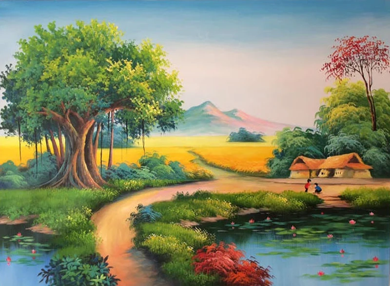 Trải nghiệm không gian bình dị qua tranh quê hương đẹp
