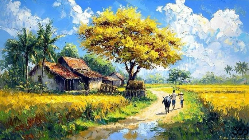 Vẽ tranh dễ dàng với vẽ tranh phong cảnh quê hương đơn giản