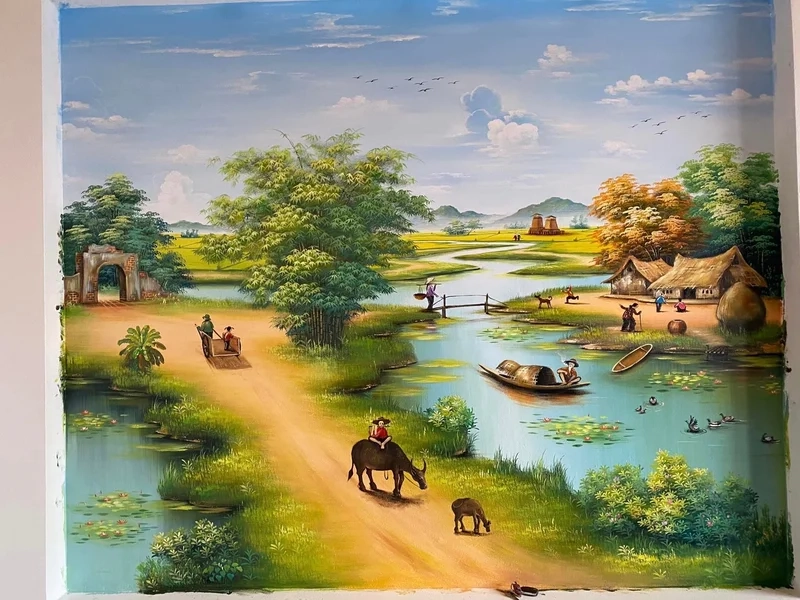 Tận hưởng vẻ đẹp tinh tế qua vẽ tranh làng quê đơn giản