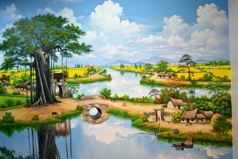 Khung cảnh quê hương thân thương với vẽ tranh cảnh quê em