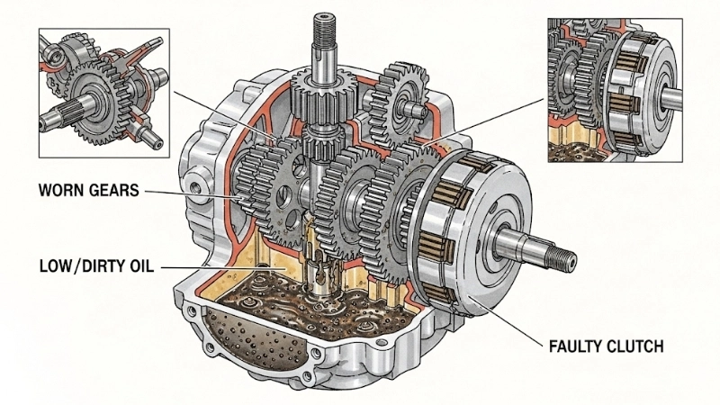 Dấu hiệu nhận biết xe máy giật khi chuyển số