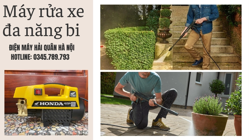 Máy rửa xe đa năng biến sân vườn sạch nhanh